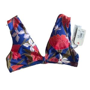 Billabong blue and pink floral reversible bikini top medium